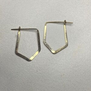 10K Yellow‎ Gold Geometric Dangle Earrings Minimalist Modern Jewelry